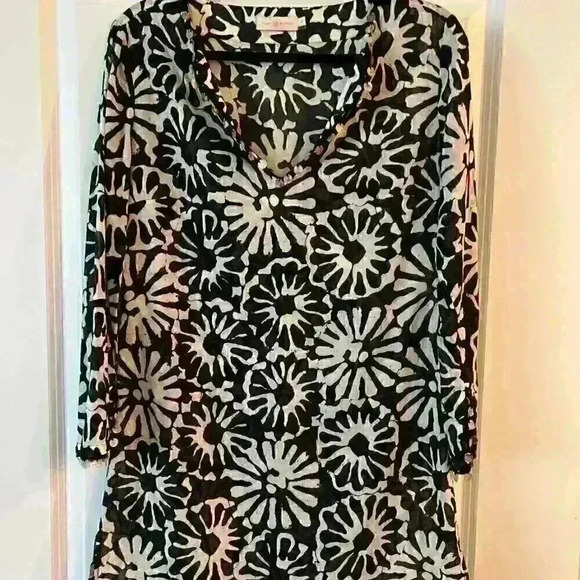 TORY BURCH POMELO FLORAL BEACH TUNIC SWIM COVER GORGEOUS DETAILING Size - S/P - Picture 2 of 8